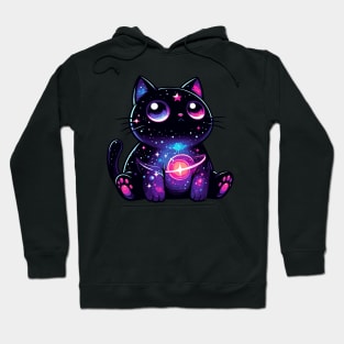 Kawaii Cosmic Cat in Stars Hoodie